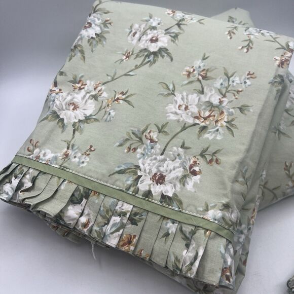 Waverly Garden Room Sage Green Carolina Magnolia Floral Twin Sheet Set Ruffled - Picture 1 of 4